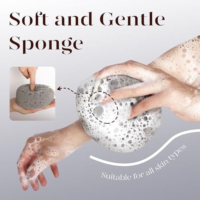 BAIMEI IcyMe Bath Sponge, Sponge Loofah Body Scrubber, Shower Pouf Cleaning Loofahs Sponge, Shower Use Sponge (Pink Grey) - Image 5